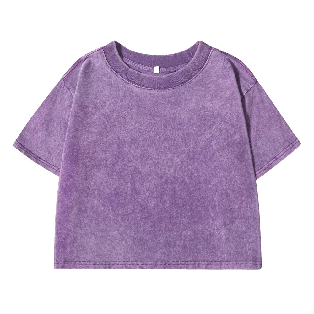 Women's Vintage Washed Crop T-Shirt – Soft 100% Cotton Streetwear Tee