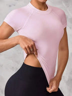 Women's Short-Sleeve Sports Top – Breathable Quick-Dry Running & Yoga Tee