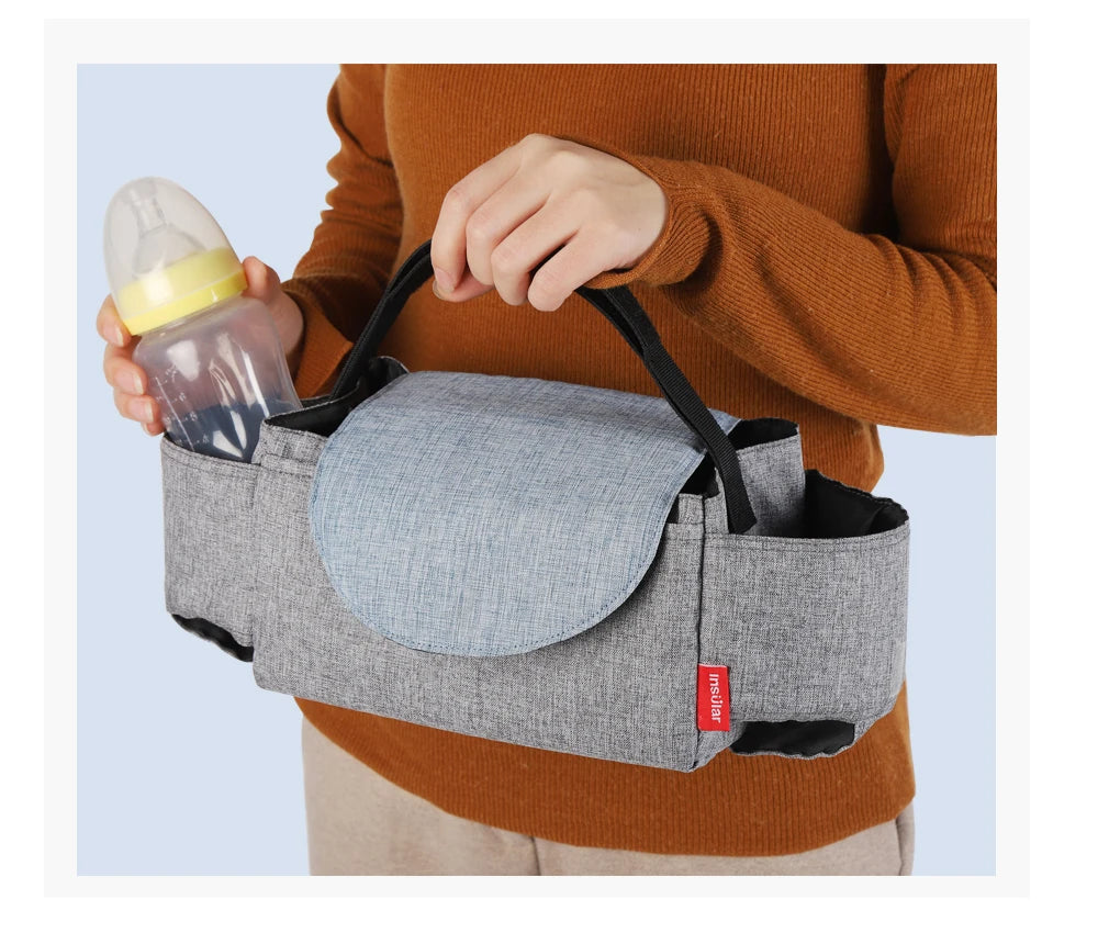 Insulated Diaper Bag with Bottle Warmer Pocket — Stroller-Ready Bag