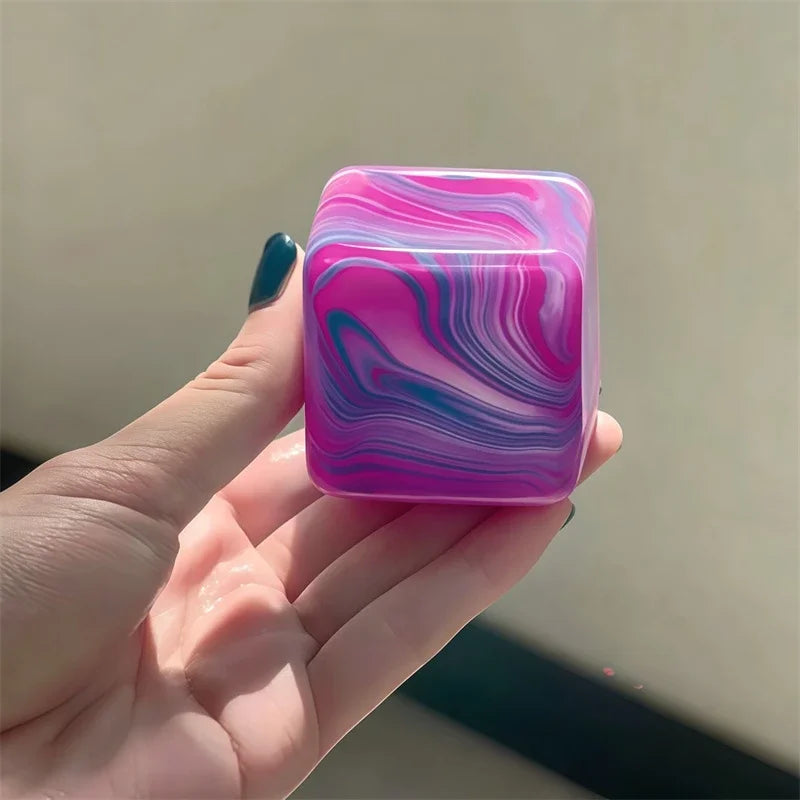 Rainbow Marbled Squishy Cube — Slow-Rise Stress Relief