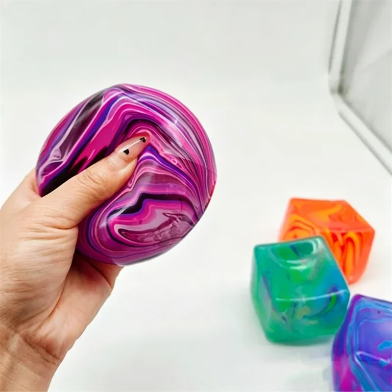 Rainbow Marbled Squishy Cube — Slow-Rise Stress Relief
