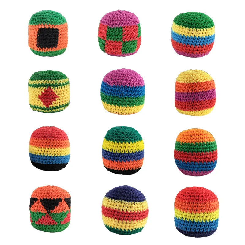 Handmade Knitted Hacky Sack Set — Wool & Ceramsite Footbags for Kids & Groups