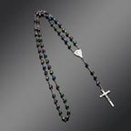Vintage Cross Necklace Rosary Beads Chain