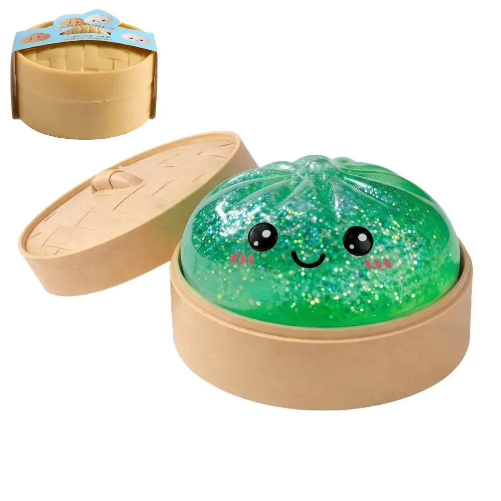 Halloween Ghost Dumpling Squishy Toy — Stress Relief Fidget with Steamer Set