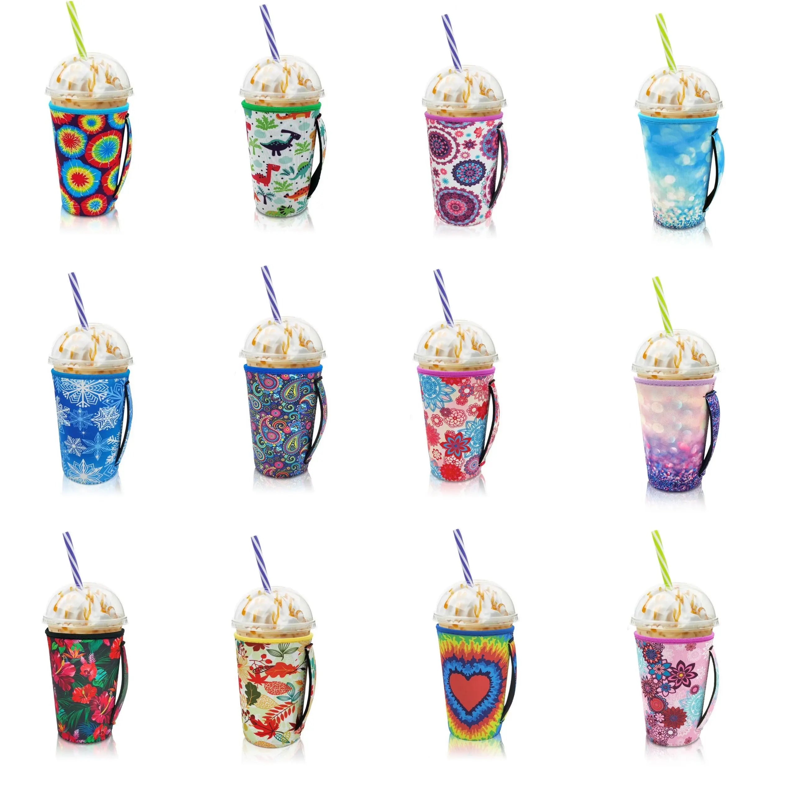 Neoprene Iced Coffee Sleeve with Handle – Fits 30–32oz Cups