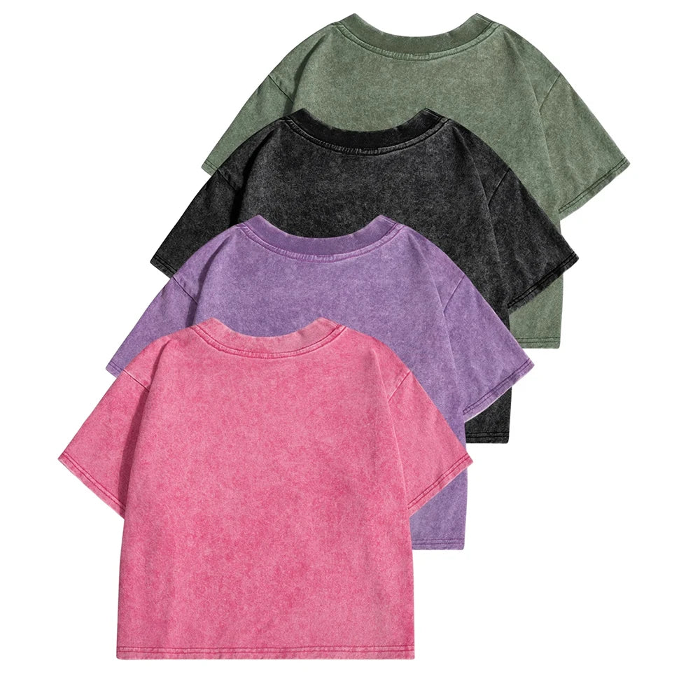 Women's Vintage Washed Crop T-Shirt – Soft 100% Cotton Streetwear Tee