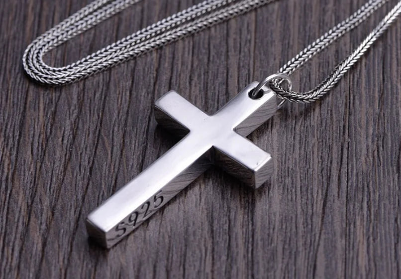 100% Solid S925 Sterling Silver Cross Pendant