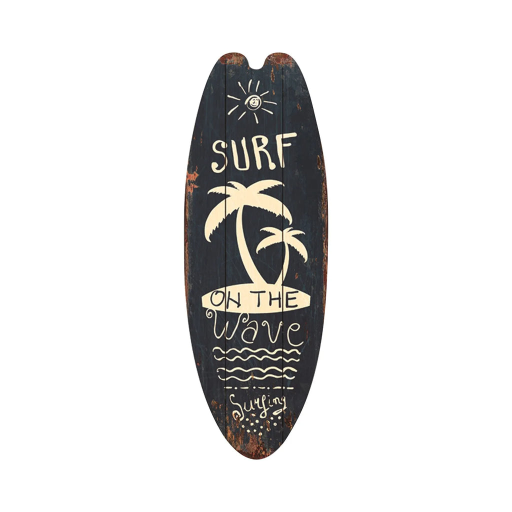 Vintage Wooden Surfboard Wall Sign — Coastal Beach Décor