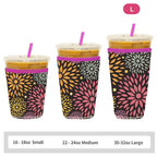 Reusable Neoprene Iced Coffee Sleeve – Fits 16–32oz Cups | 8 Fun Patterns
