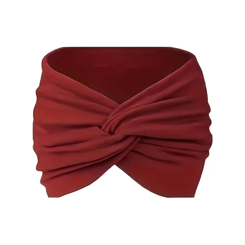 Women's Wide Twist Turban Headband — Non-Slip Sport Sweatband | African-Inspired Hair Wrap | 8 Colors