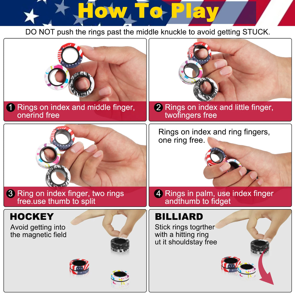 9Pcs Fingers Magnetic Ring Fidget Spinner