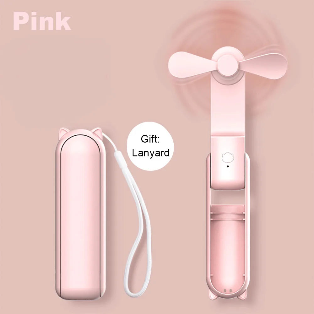 Pocket Fan with Power Bank – USB Rechargeable, Foldable & Ultra-Portable