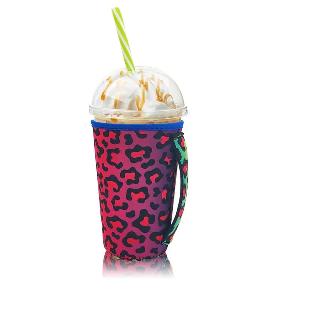 Neoprene Iced Coffee Sleeve with Handle – Fits 30–32oz Cups