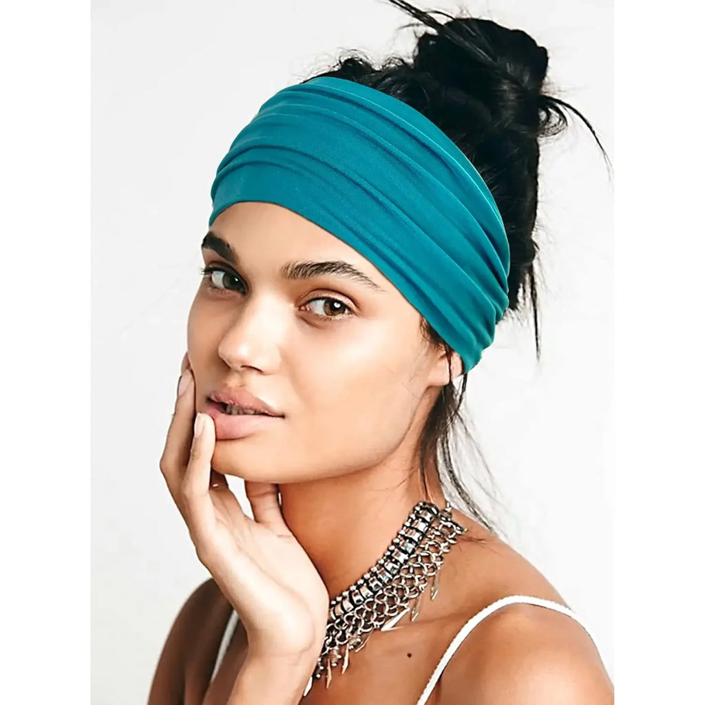 Women's Wide Twist Turban Headband — Non-Slip Sport Sweatband | African-Inspired Hair Wrap | 8 Colors