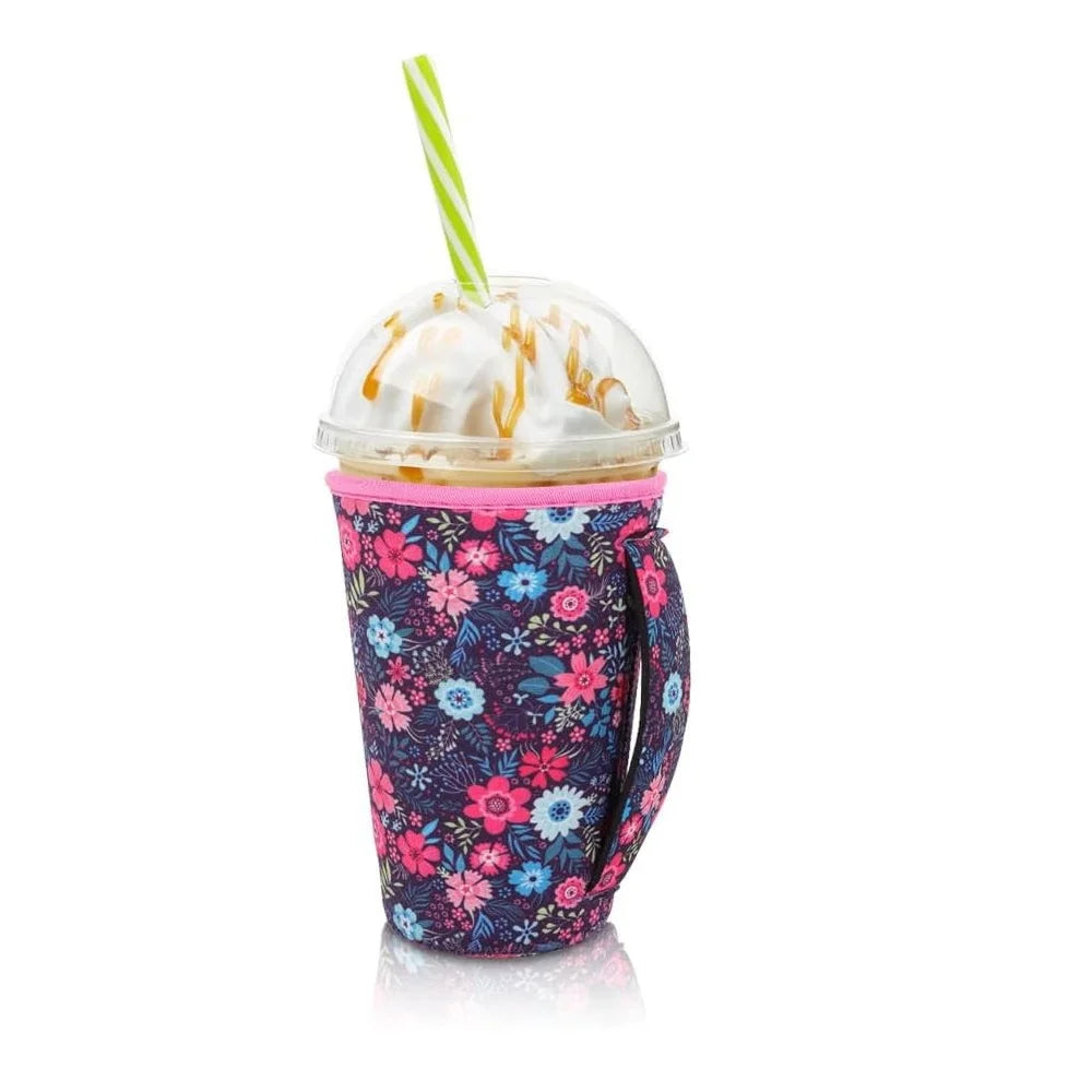 Neoprene Iced Coffee Sleeve with Handle – Fits 30–32oz Cups