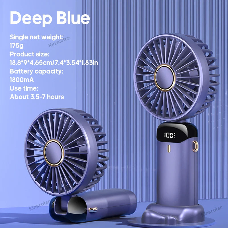 Portable Neck Fan with Phone Stand & LED Display