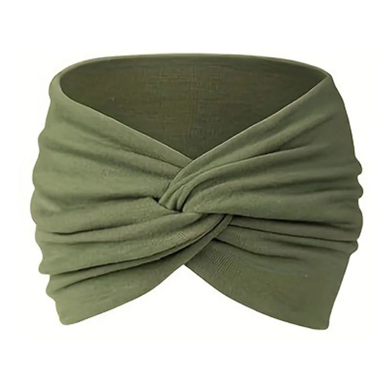 Women's Wide Twist Turban Headband — Non-Slip Sport Sweatband | African-Inspired Hair Wrap | 8 Colors