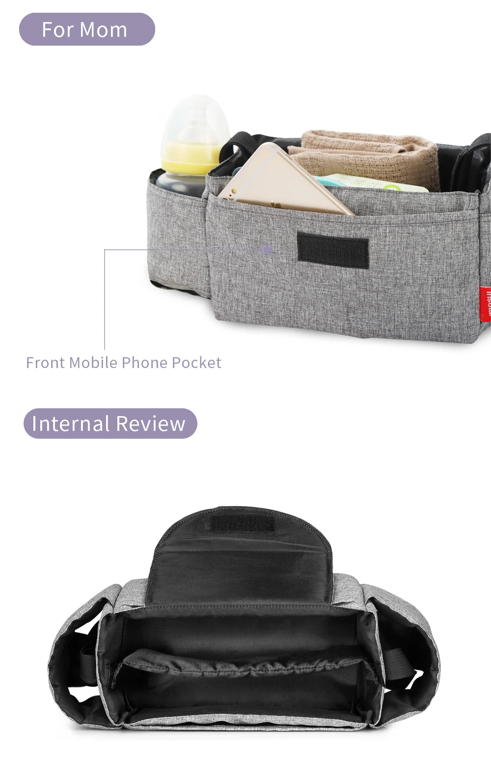 Insulated Diaper Bag with Bottle Warmer Pocket — Stroller-Ready Bag