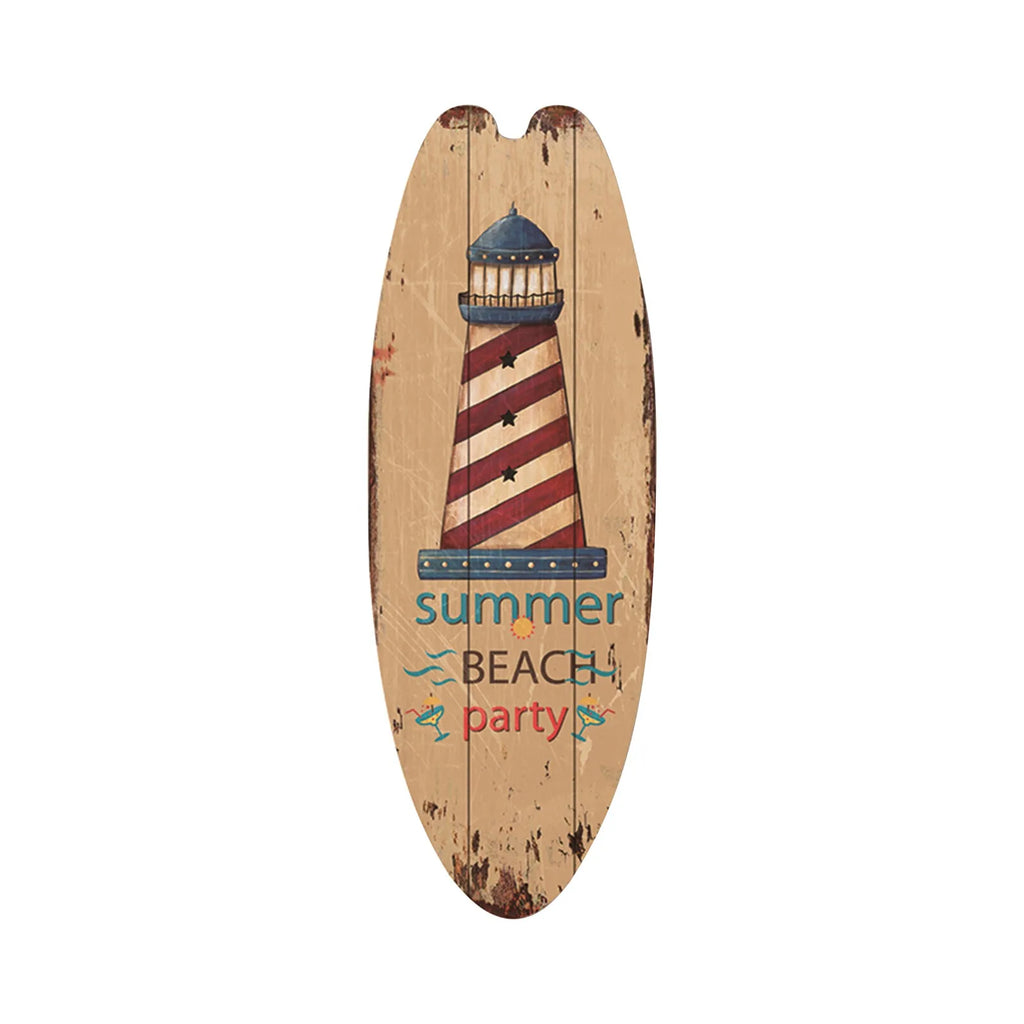 Vintage Wooden Surfboard Wall Sign — Coastal Beach Décor