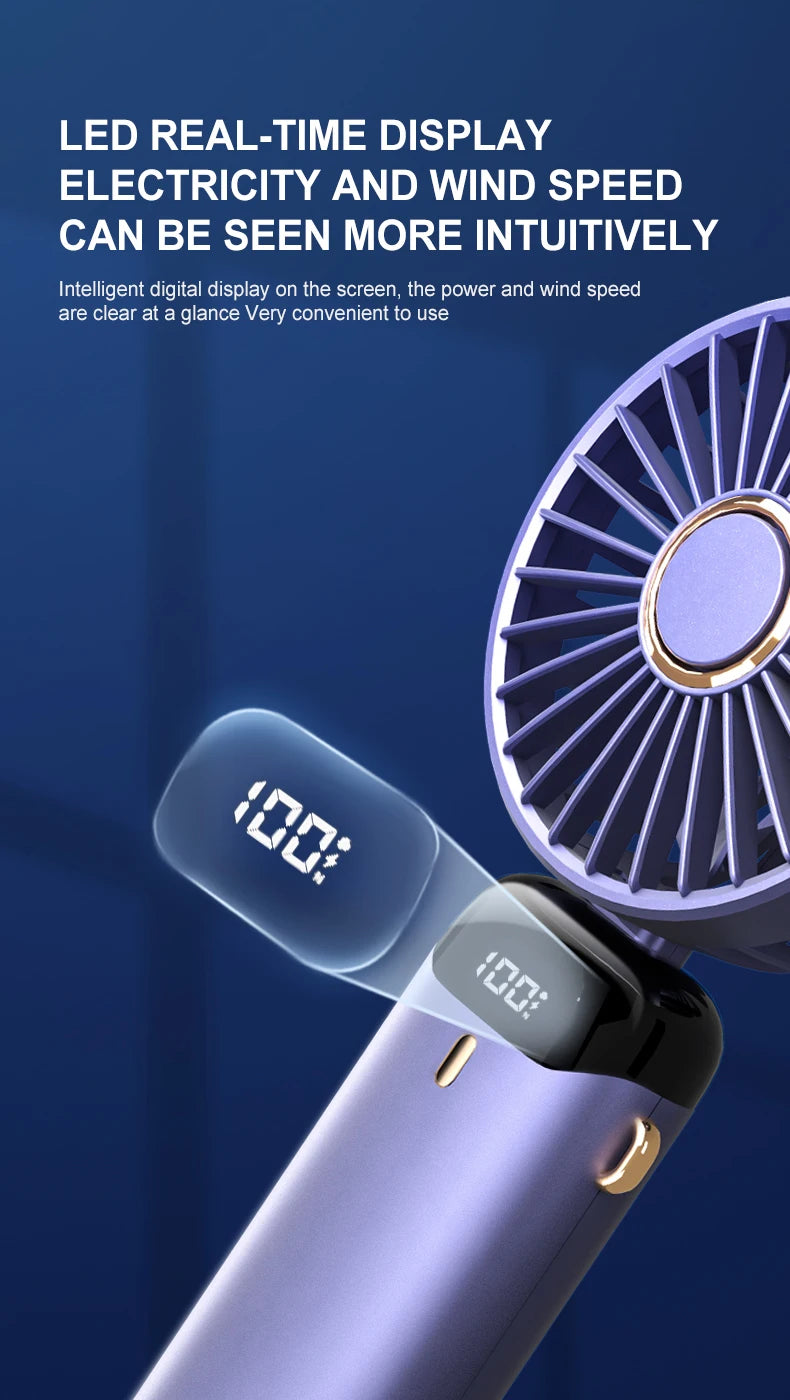 Portable Neck Fan with Phone Stand & LED Display