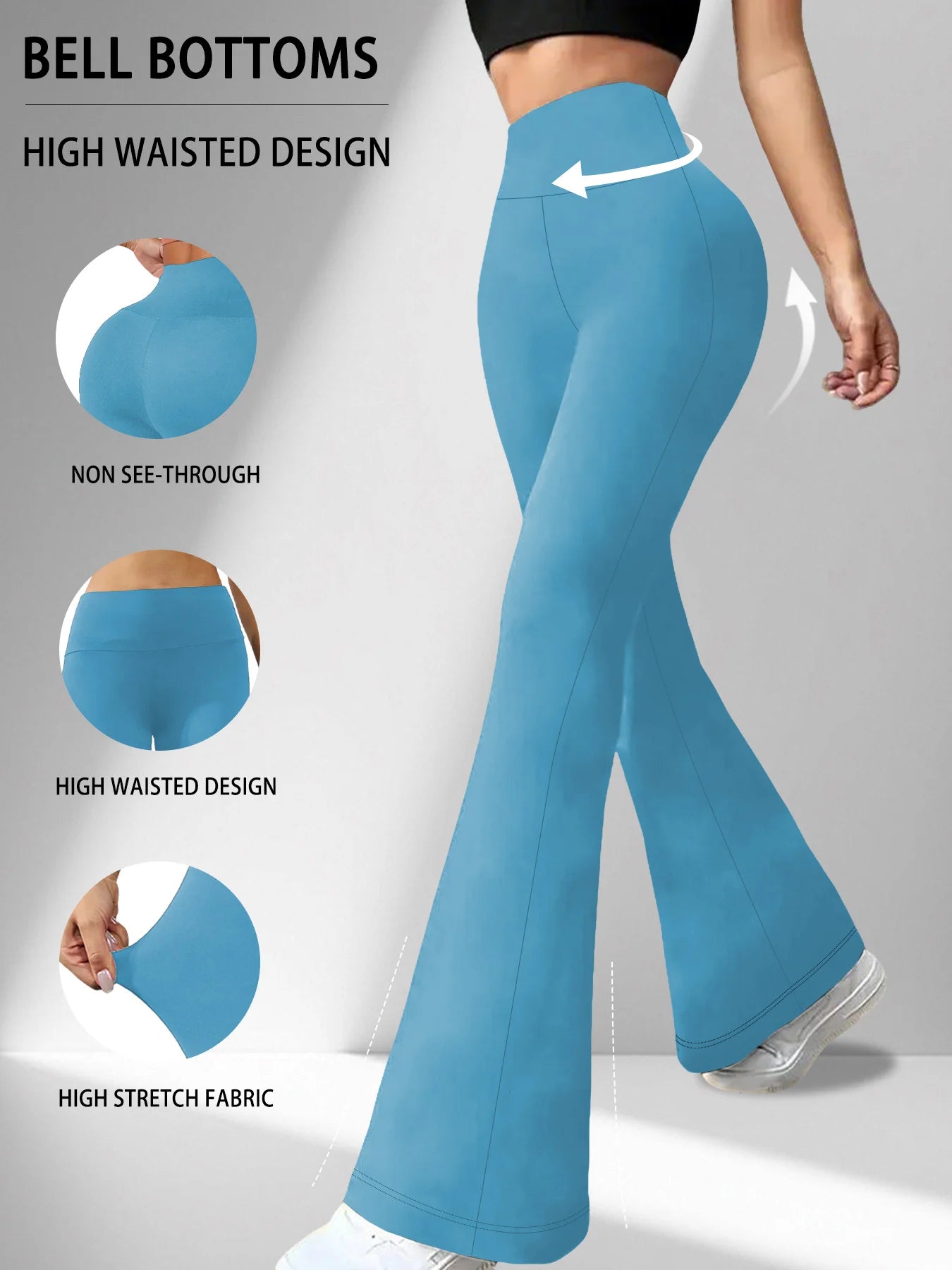 Women's High Waist Flare Leggings | Tummy Control Bell Bottom Yoga Pants