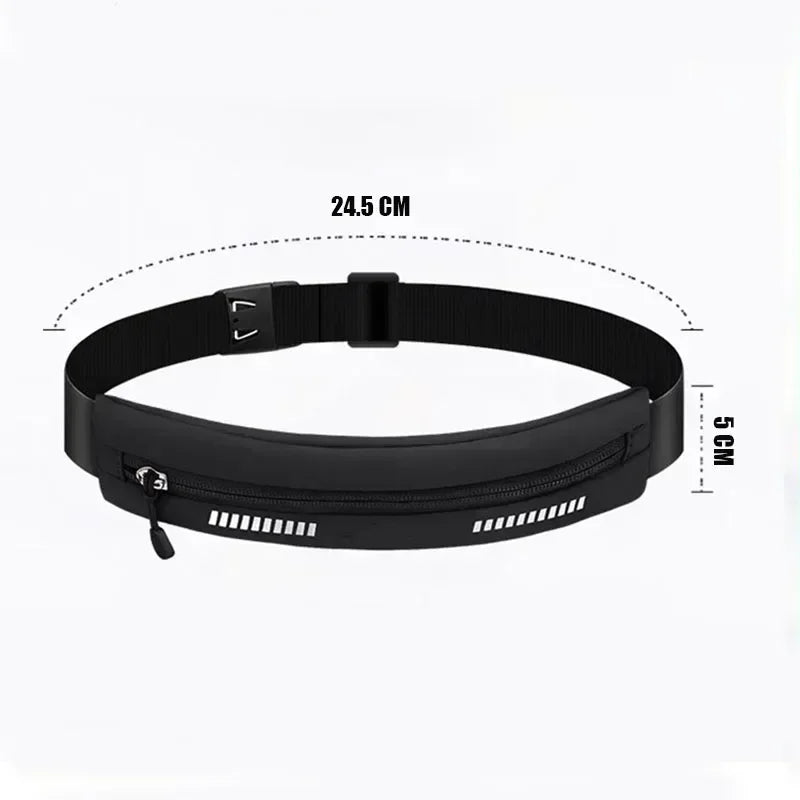 Running Belt with Phone Holder — Waterproof Sports Waist Pack with Reflective Strips