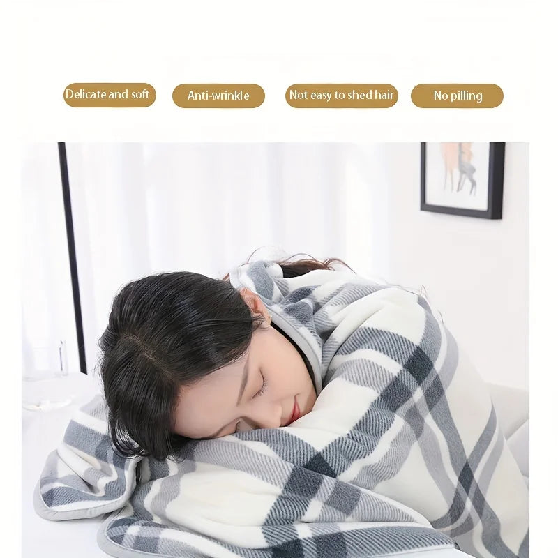 Wearable Flannel Shawl Blanket — Cozy Wrap for Home, Office & Travel