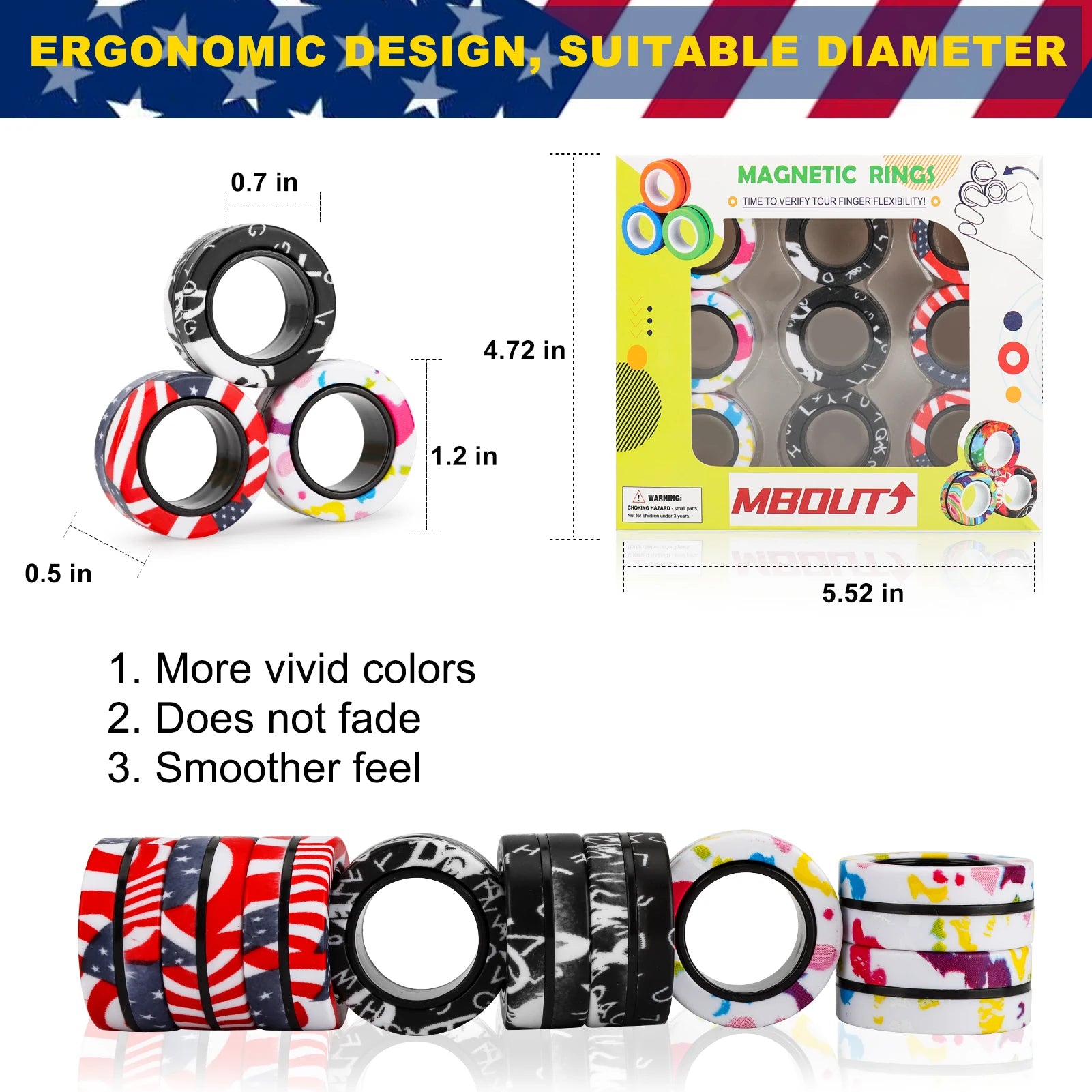 9Pcs Fingers Magnetic Ring Fidget Spinner