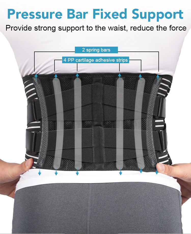 Back Brace for Lower Back Pain – 6-Stay Lumbar Support Belt