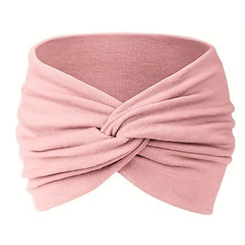 Women's Wide Twist Turban Headband — Non-Slip Sport Sweatband | African-Inspired Hair Wrap | 8 Colors