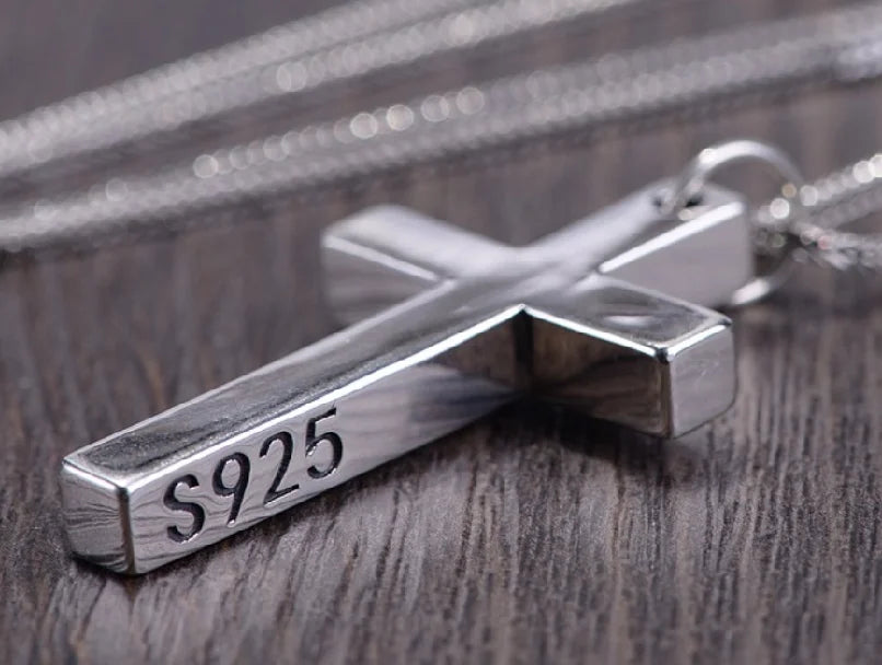 100% Solid S925 Sterling Silver Cross Pendant