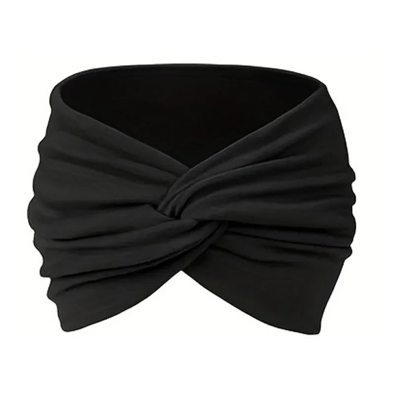 Women's Wide Twist Turban Headband — Non-Slip Sport Sweatband | African-Inspired Hair Wrap | 8 Colors