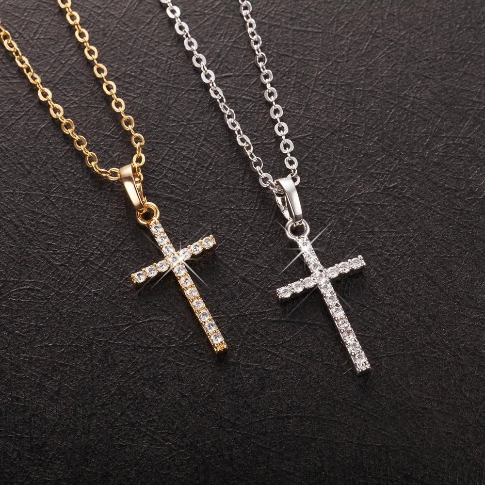 Cross Rhinestone Pendant Necklace