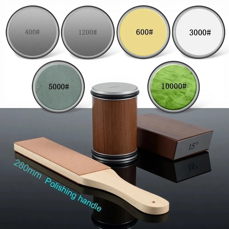 Professional Dual-Angle Knife Sharpening Kit | Roller Sharpener with Diamond Stones & Magnetic Holder