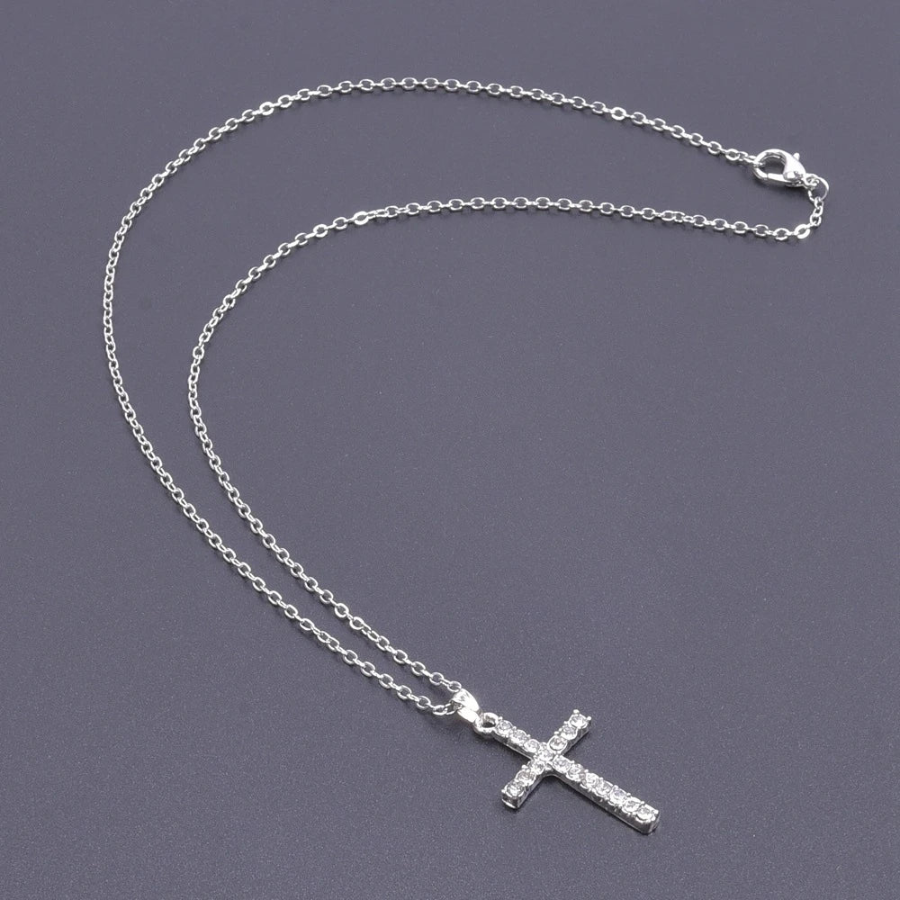 Cross Rhinestone Pendant Necklace