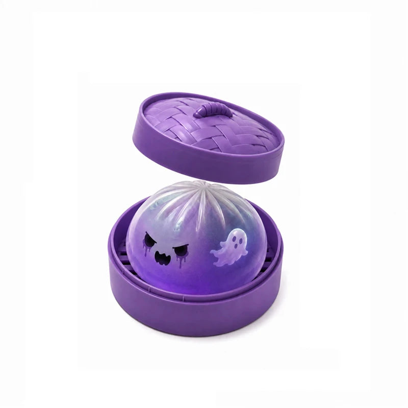 Halloween Ghost Dumpling Squishy Toy — Stress Relief Fidget with Steamer Set