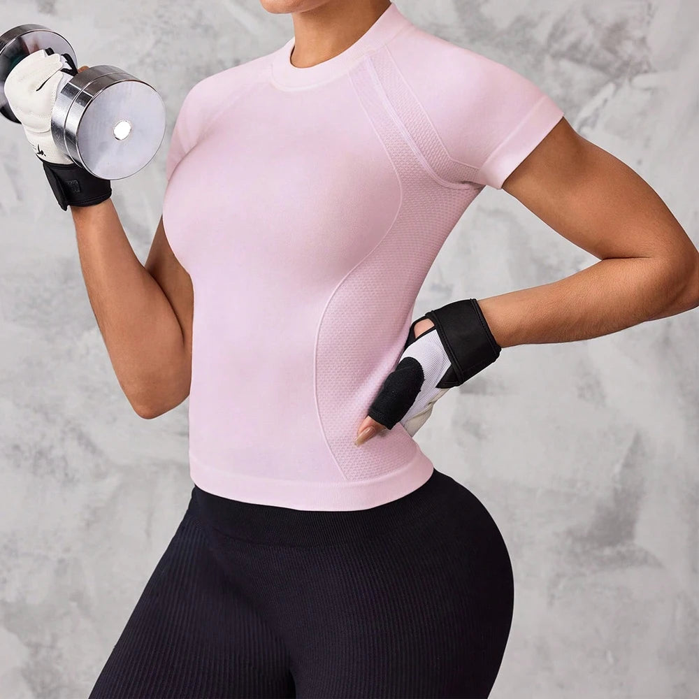 Women's Short-Sleeve Sports Top – Breathable Quick-Dry Running & Yoga Tee
