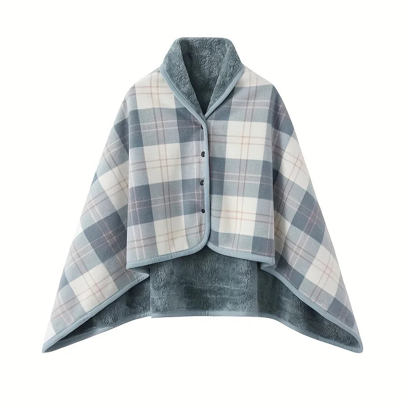 Wearable Flannel Shawl Blanket — Cozy Wrap for Home, Office & Travel