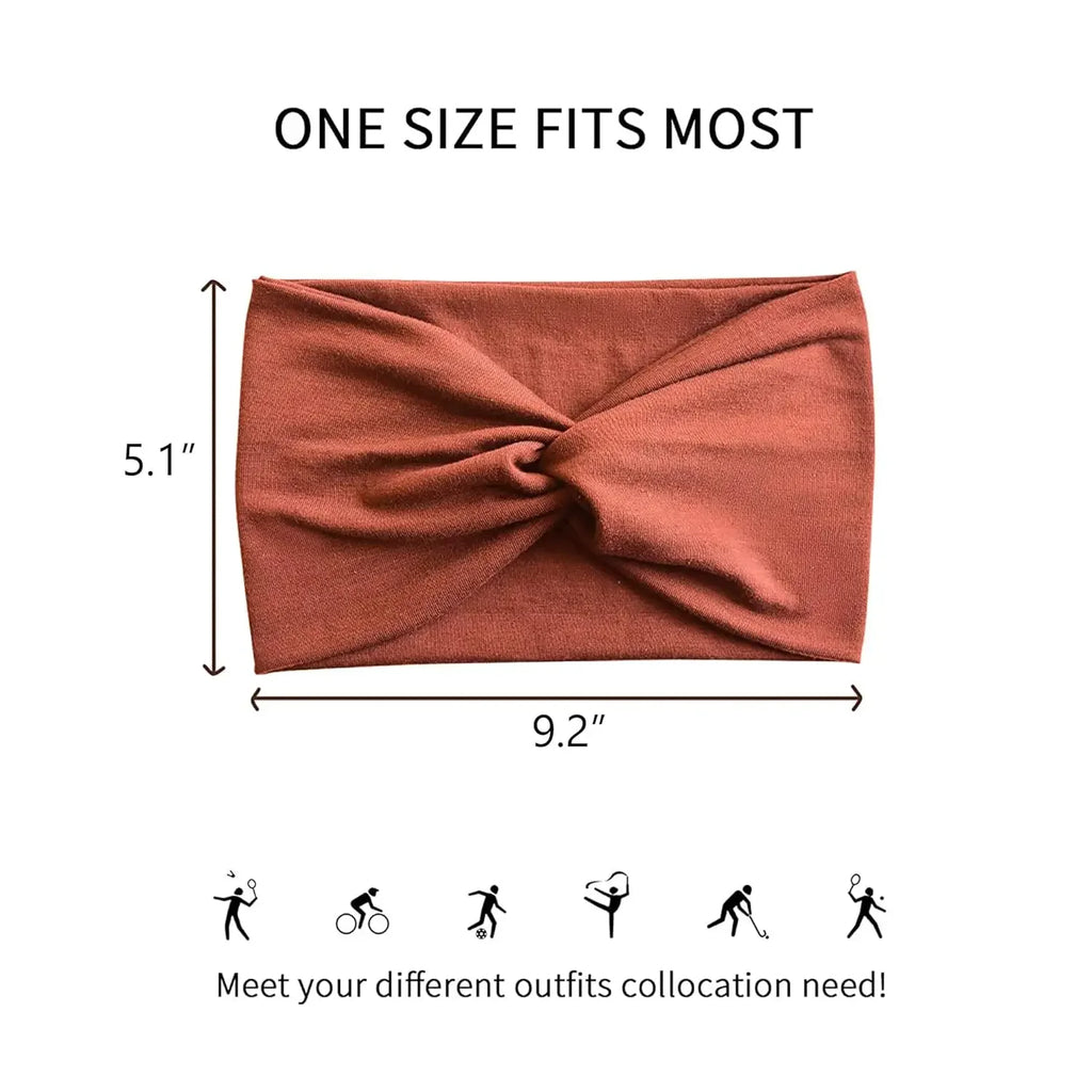 Women's Wide Twist Turban Headband — Non-Slip Sport Sweatband | African-Inspired Hair Wrap | 8 Colors