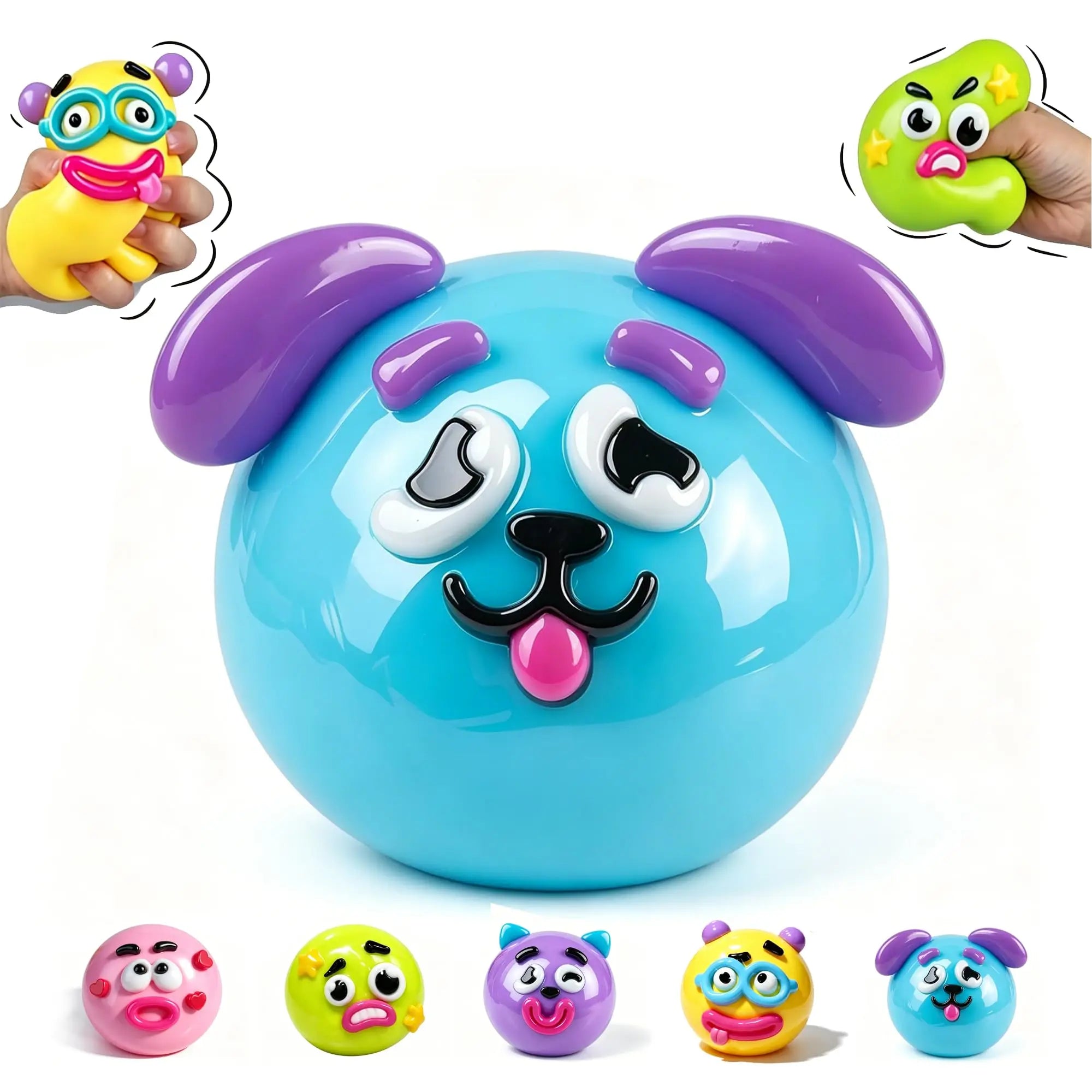 NEW Squishy Dog Face Toy — Slow Rise Stress Relief Squeeze Ball