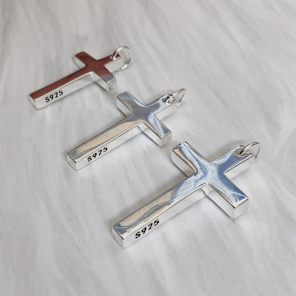 100% Solid S925 Sterling Silver Cross Pendant