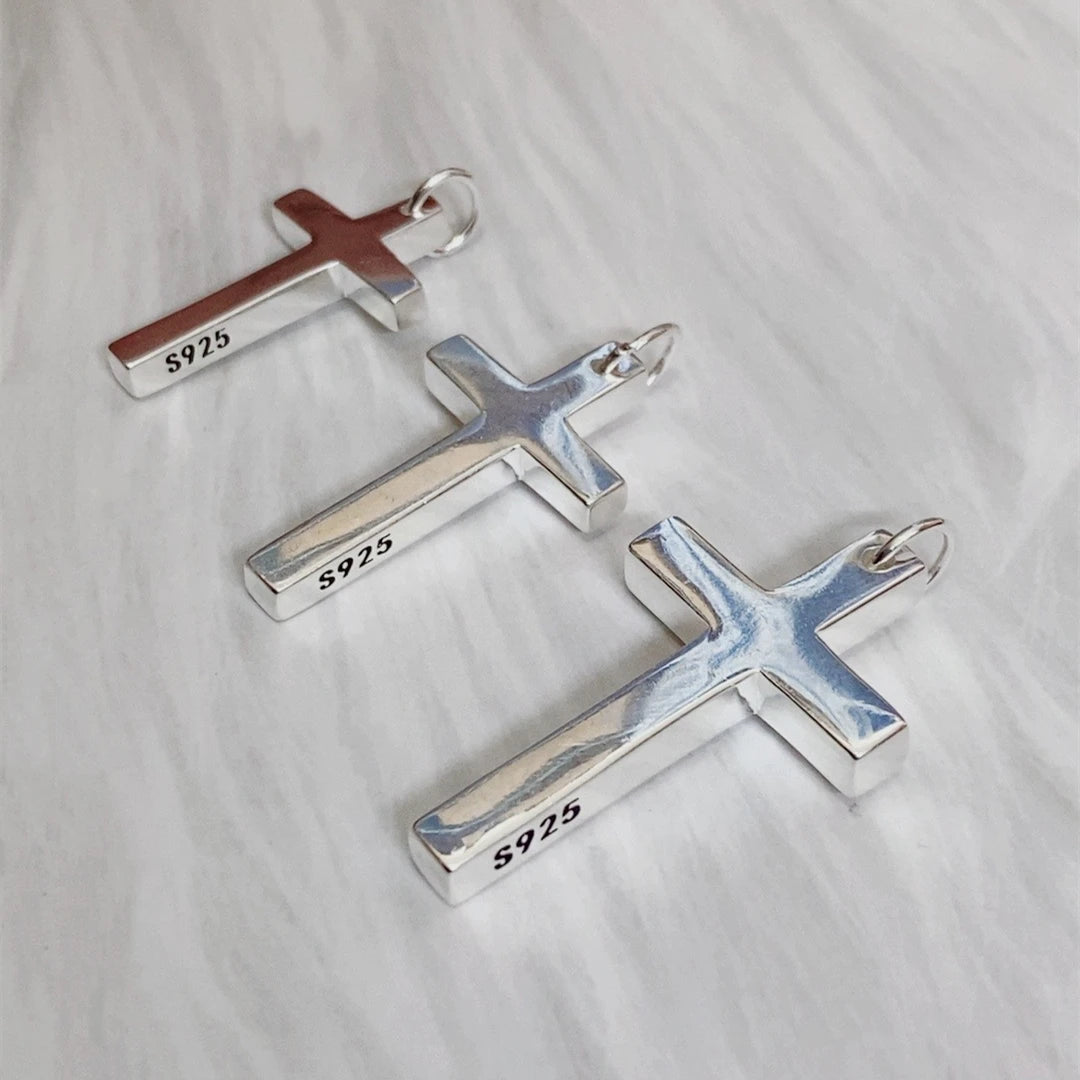 100% Solid S925 Sterling Silver Cross Pendant