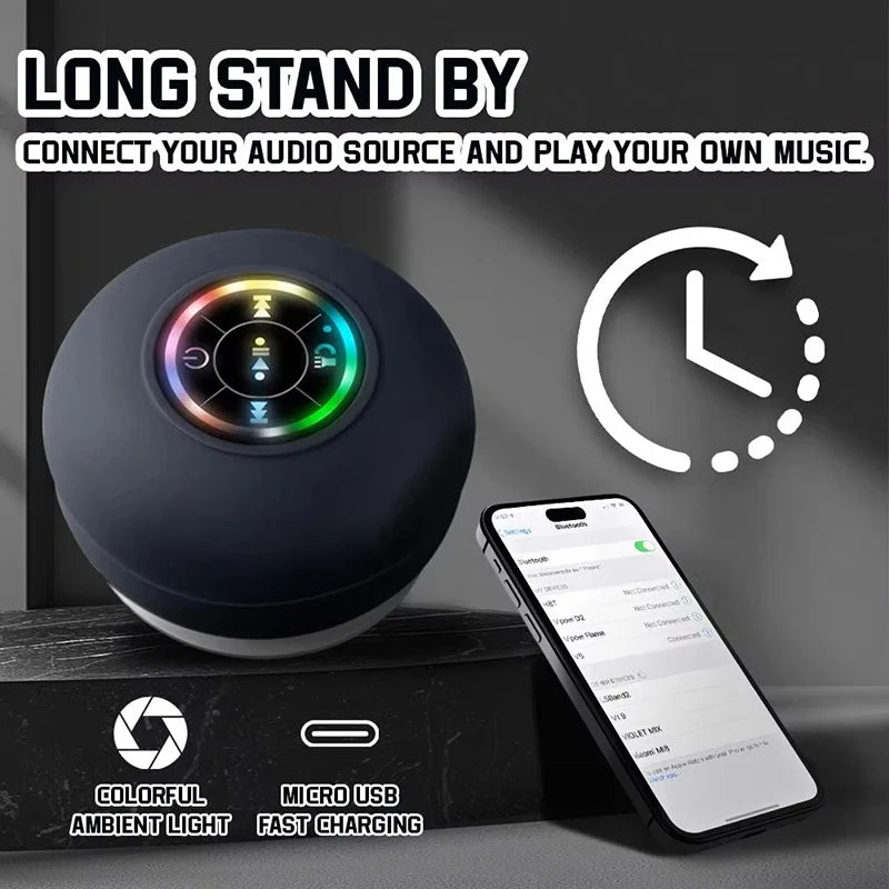 Waterproof Bluetooth Shower Speaker with Suction Cup & Hands-Free Calling