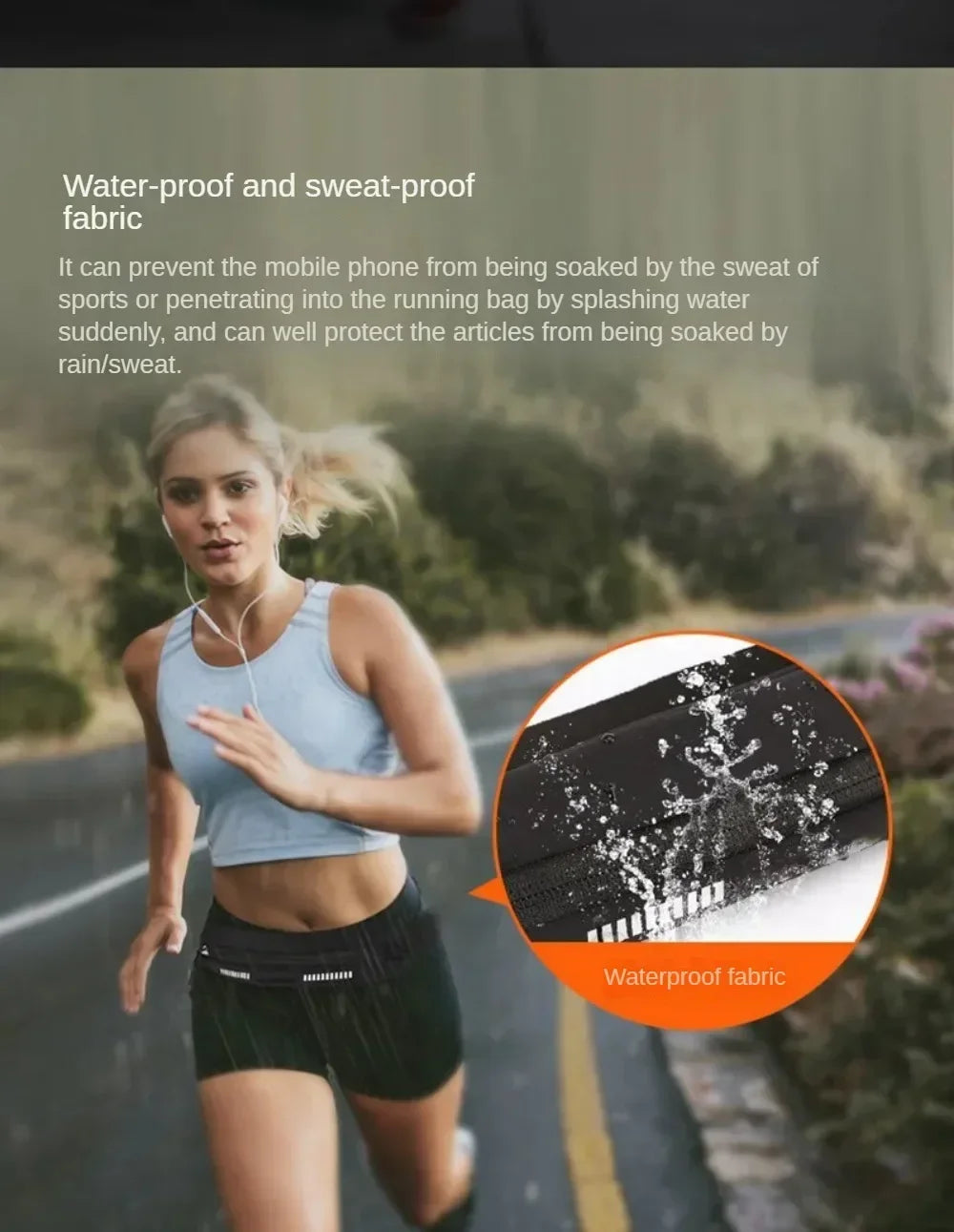Running Belt with Phone Holder — Waterproof Sports Waist Pack with Reflective Strips