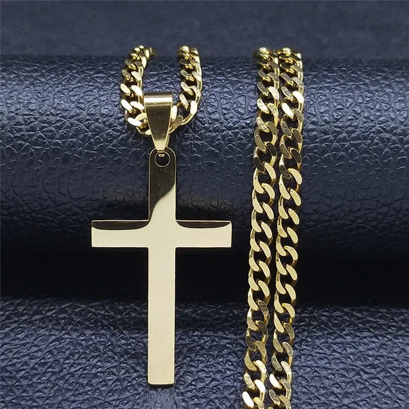 Hip Hop Stainless Steel Cross Chain Necklace