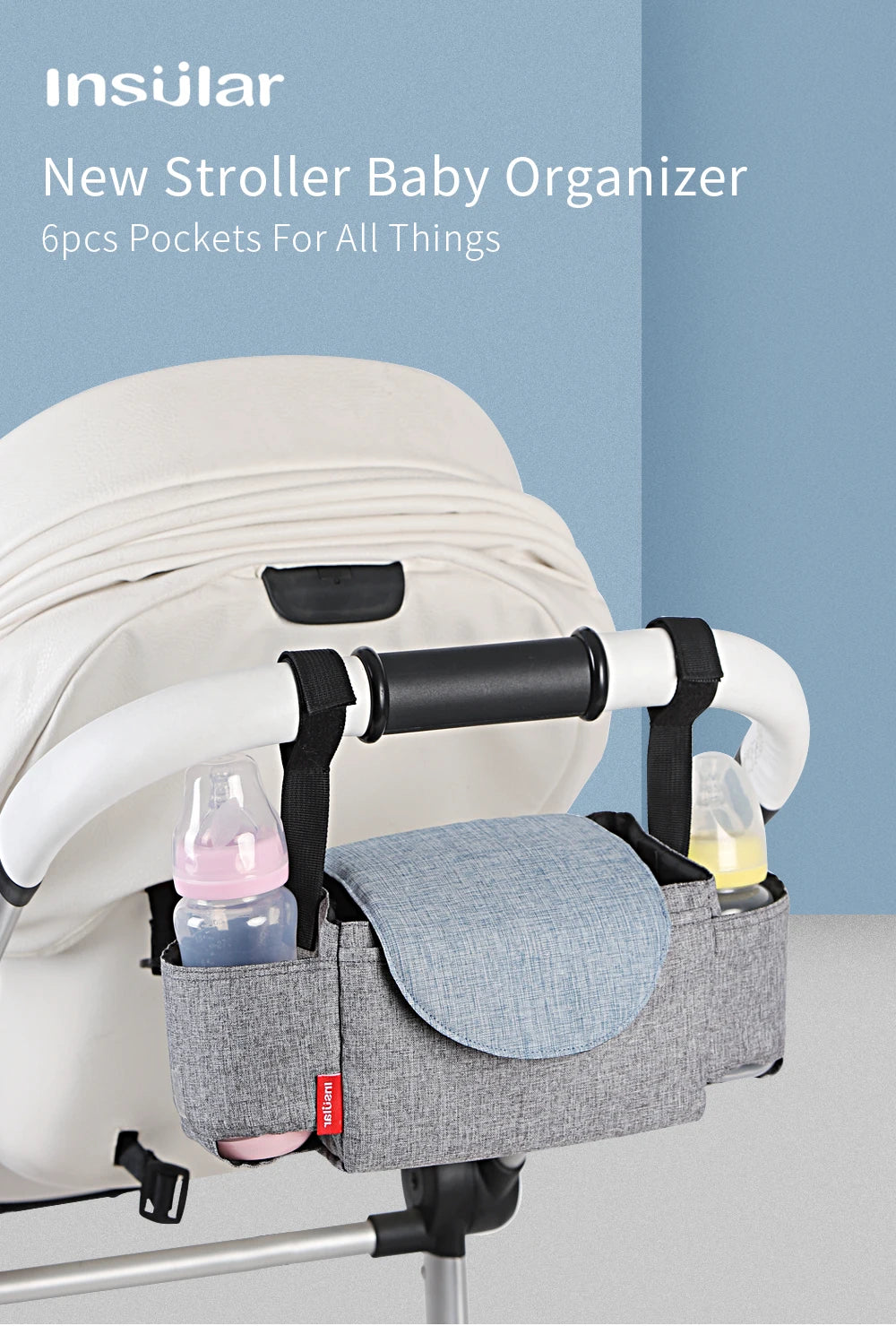 Insulated Diaper Bag with Bottle Warmer Pocket — Stroller-Ready Bag