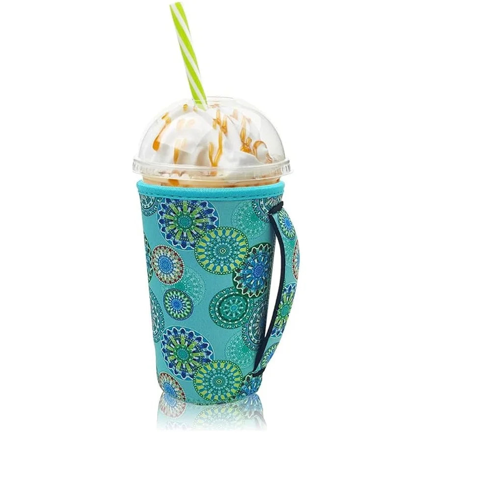 Neoprene Iced Coffee Sleeve with Handle – Fits 30–32oz Cups