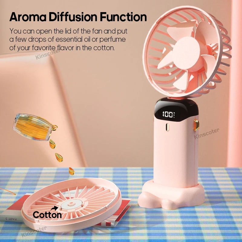 Portable Neck Fan with Phone Stand & LED Display
