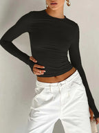 Women's Slim Crop Top with Thumb Holes