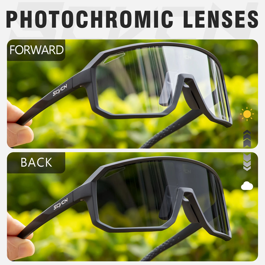 Photochromic Cycling Sunglasses — UV400 Protection, TR-90 Frame, Unisex Sports Eyewear